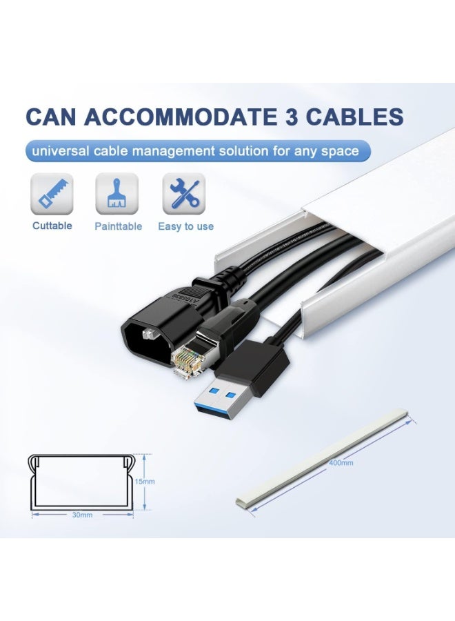 Relex Cable Concealer Cord Cover Raceway Kit on Wall, Wire Hider with Connectors & Adhesive Strips – Upgraded Paintable Cable Cover for TV, Cable Raceway for Home Office, 10 Pcs (40x3x1.5cm) - Image 3