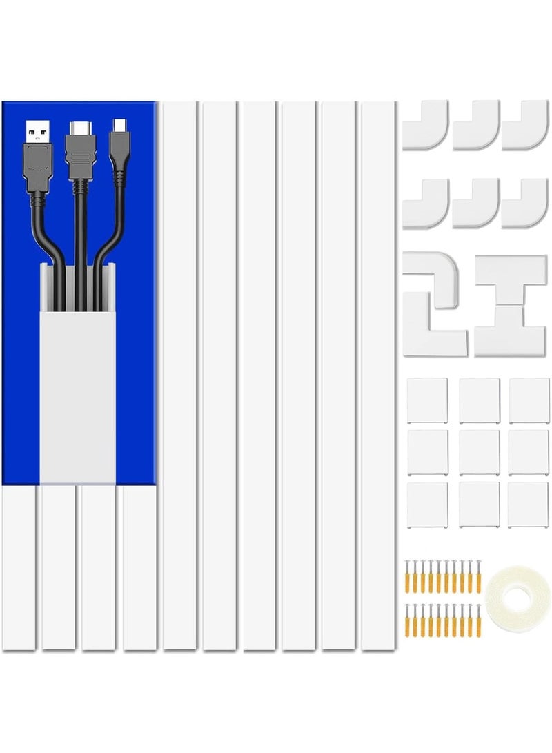 Relex Cable Concealer Cord Cover Raceway Kit on Wall, Wire Hider with Connectors & Adhesive Strips – Upgraded Paintable Cable Cover for TV, Cable Raceway for Home Office, 10 Pcs (40x3x1.5cm) - Image 1