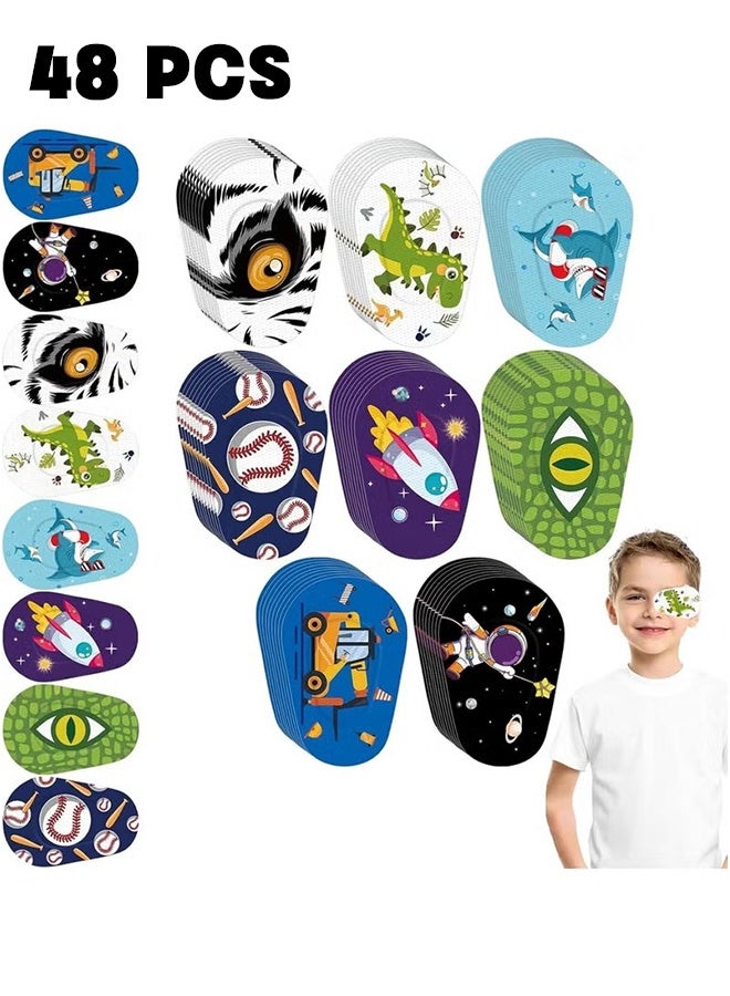 Realfrog 48 Pcs Adhesive Eye Patches for Kids, Fun Design Kids Eye Patches Cute Latex Free Adhesive Bandages for Amblyopia Disposable Eye Pad Lazy Eye Light Blocking Children Toddler (Multicolor2) - Image 1
