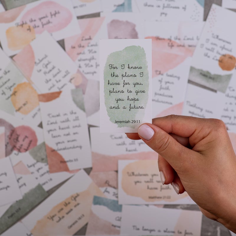 DIVERSEBEE Inspirational Prayer Cards, 60 Unique Bible Verse Assorted Mini Scripture Encouragement Motivational Christian Gifts (Watercolor) - Image 1