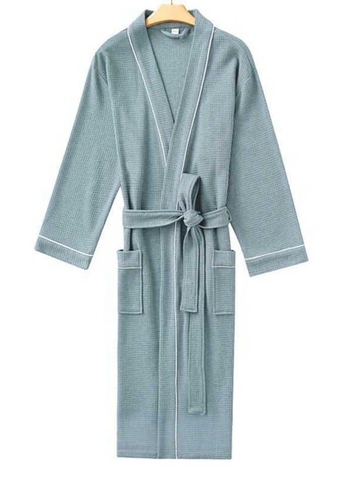 Loquat Unisex Lightweight Robes Waffle Kimono Bathrobe Soft Nightgomn Dusty Blue