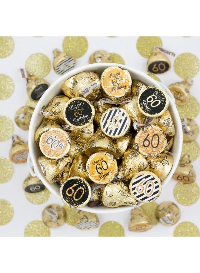 DISTINCTIVS Black And Gold 60Th Birthday Party Favor Stickers 180 Labels - Image 3