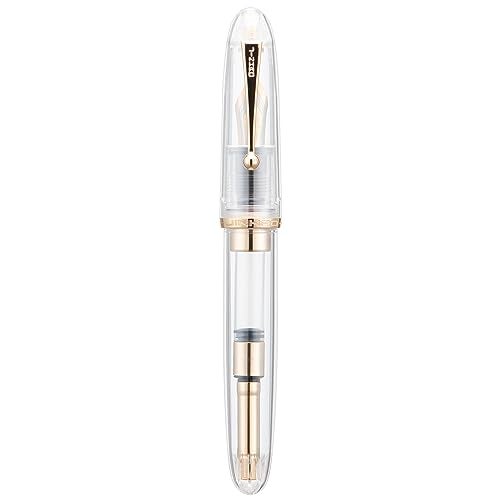 Wikult Jinhao 9019 DaDao Series Fountain Pen, Size 8 Extra Fine Nib with Large Ink Converter, Transparent Clear Design Smooth Writing Pen (Gold Trim) - Image 3