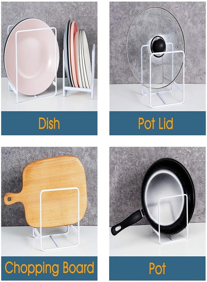 appeasy Metal Plate Dish Organizer Holder Rack Stand for Kitchen Cabinet, Counter, and Cupboard (White) - Countertop, Tiered Shelf (11.5D x 23.5W x 23H cm) - Image 2