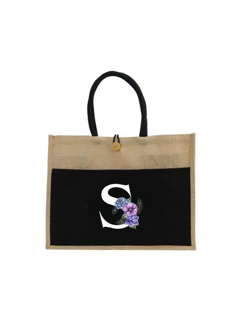 PRINTSHOP4ME Jute Bag Initial Letter Printed Design–Reusable,Durable Tote Bag For Gifting Or Everyday Use|Used For Festive Celebrations&Gifts For Special Person - Image 2