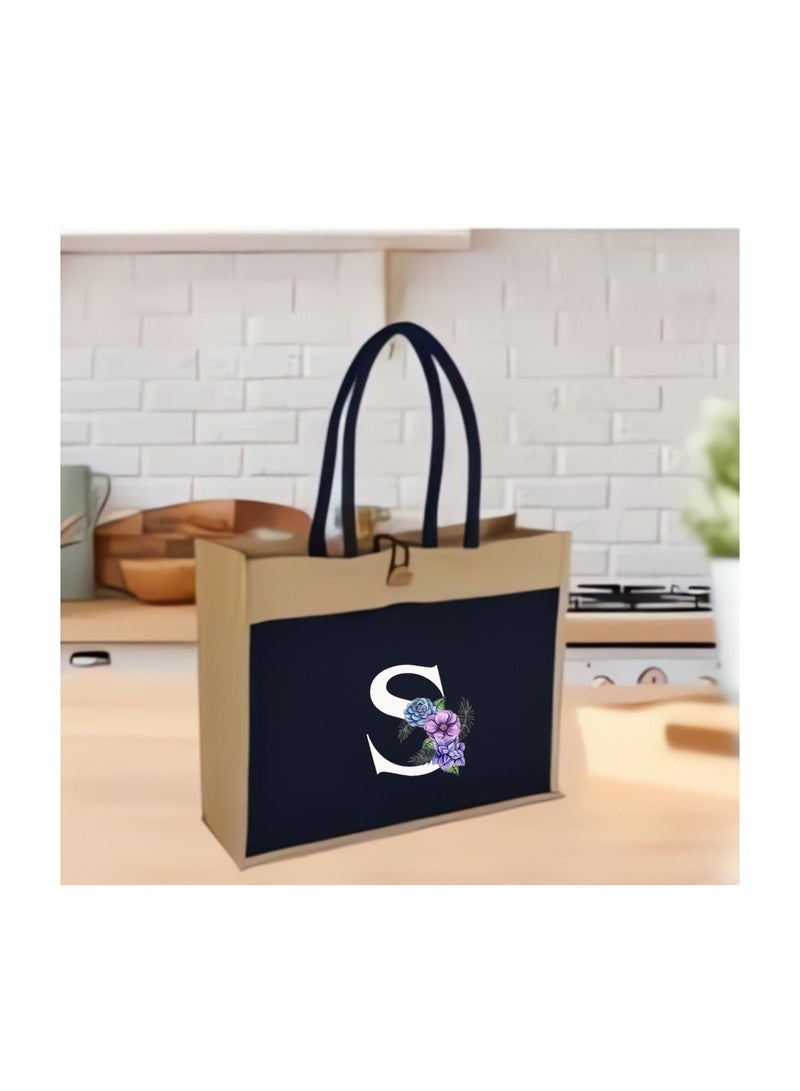 PRINTSHOP4ME Jute Bag Initial Letter Printed Design–Reusable,Durable Tote Bag For Gifting Or Everyday Use|Used For Festive Celebrations&Gifts For Special Person - Image 5