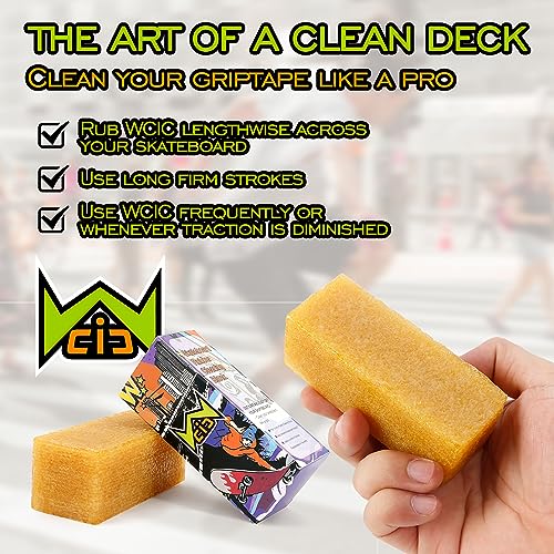 WCIC Skateboard Griptape Cleaner Stick - Rubber Non-Damaging Eraser Bar for Restoring Grip & Removing Dirt - Abrasive Surface Reviver for Skateboard Parts & Accessories - Image 5