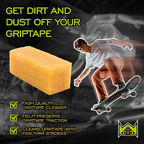 WCIC Skateboard Griptape Cleaner Stick - Rubber Non-Damaging Eraser Bar for Restoring Grip & Removing Dirt - Abrasive Surface Reviver for Skateboard Parts & Accessories - Image 4
