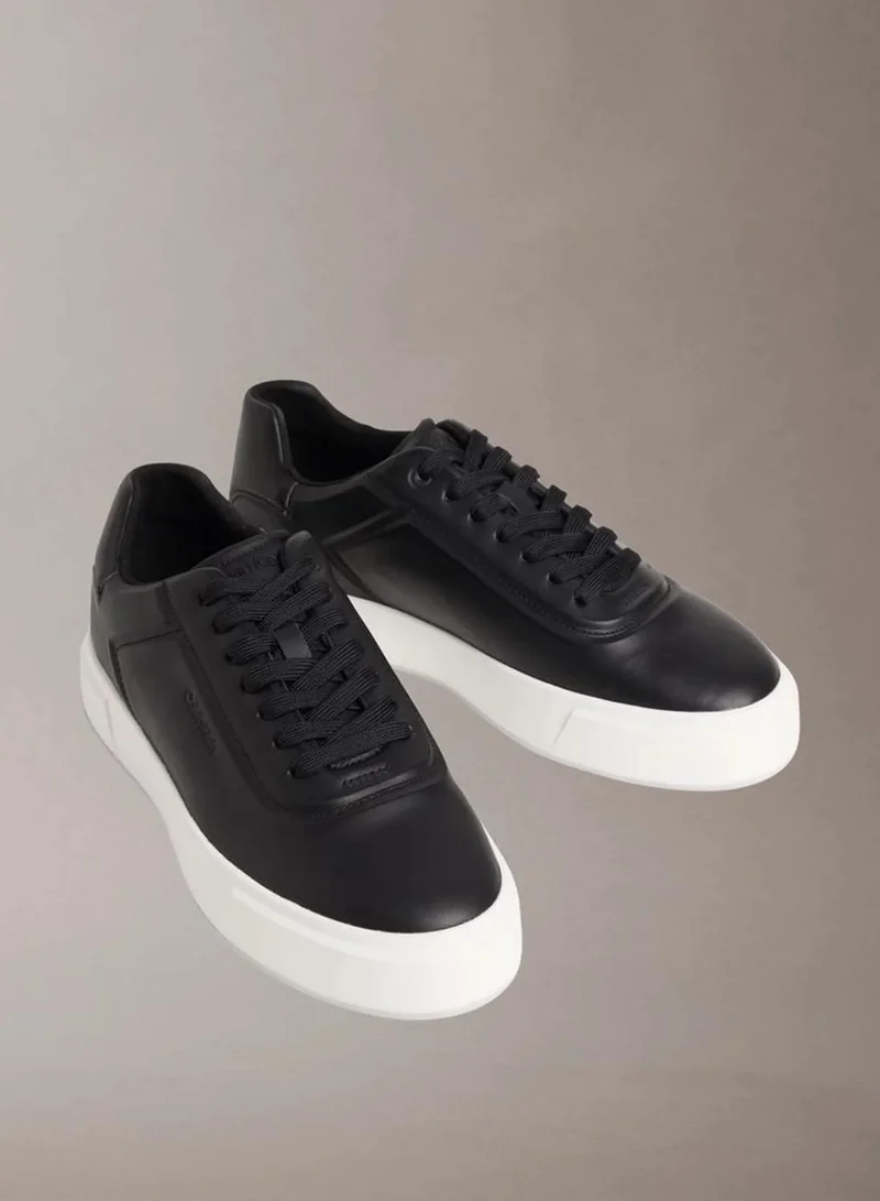 Calvin Klein Black/Bright White Leather Trainers for Men | Best Price UAE