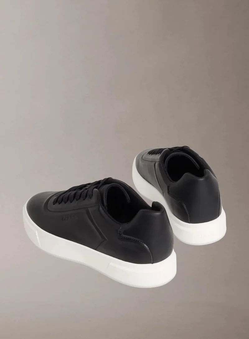 Calvin Klein Black/Bright White Leather Trainers for Men | Best Price UAE