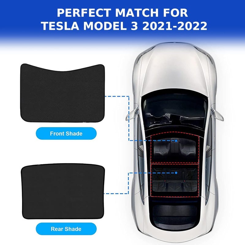 إي سي في في مظلة سقف لسيارة Tesla Model 3 من ، للزجاج الأمامي والخلفي مع أغطية عاكسة للسماء، عزل حراري وحماية من الأشعة فوق البنفسجية، قابلة للطي مع حقيبة تخزين - Image 5