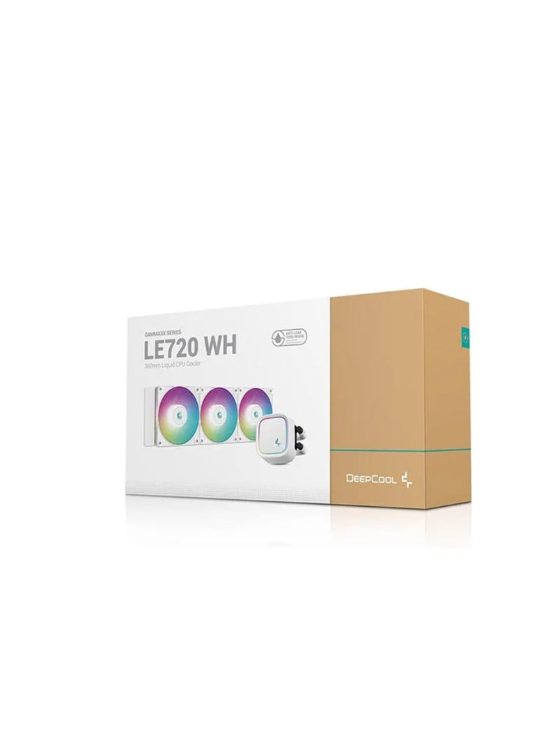 DEEPCOOL AIO Liquid Cooler LE720 A-RGB WHITE R-LE720-WHAMMN-G-1 Deepcool LE 720 360 MM RGB White - Efficient Liquid Cooling with Elegant White RGB Lighting - Image 1