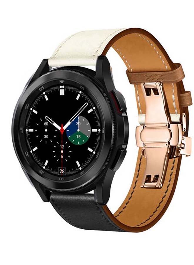 Perfii Replacement Band For Samsung Galaxy Watch4 Noir/Blanc/Gold Swift - White Black - Image 2