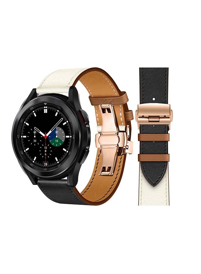 Perfii Replacement Band For Samsung Galaxy Watch4 Noir/Blanc/Gold Swift - White Black - Image 1