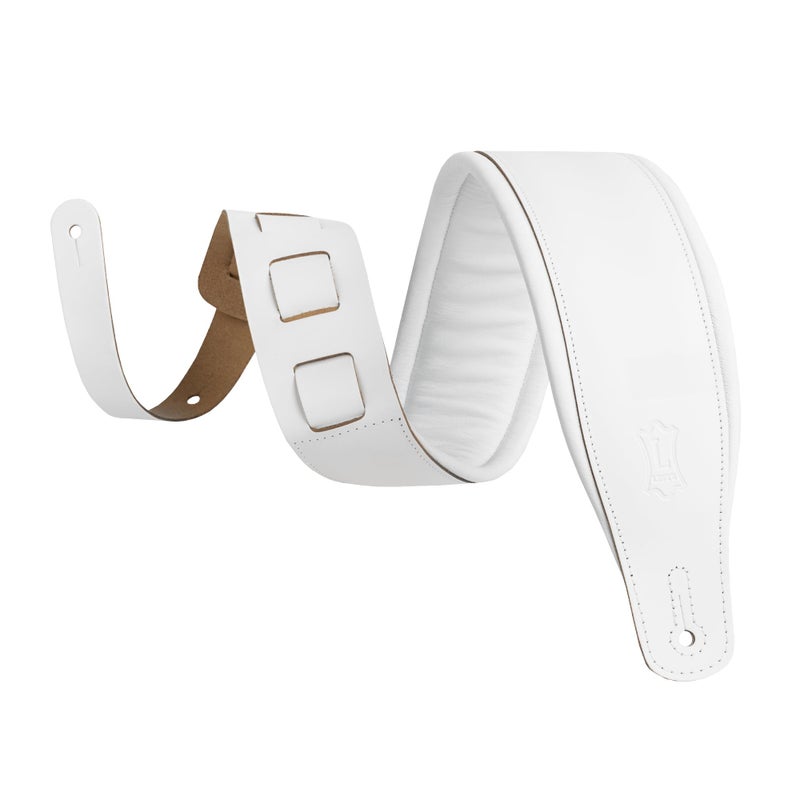 Levy's Leathers Amped Leather Series 3" Wide Top Grain Leather Guitar Straps; White (M26PD-WHT_WHT) - Image 1