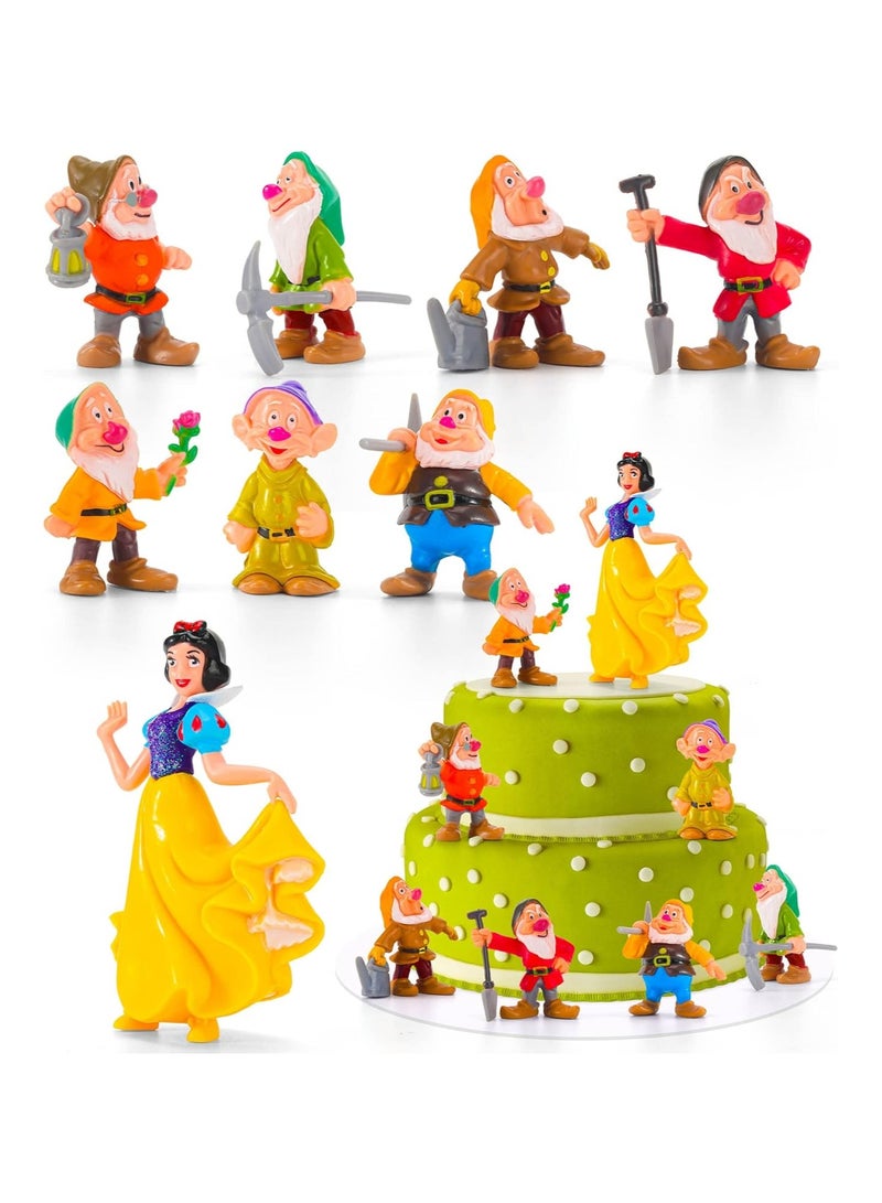 general 8 Pieces Mini Figurines Snow White and the Seven Dwarfs Characters Cake Hat Cake Hat Cartoon Movable Figurine Birthday Party Cake Decoration - Image 1