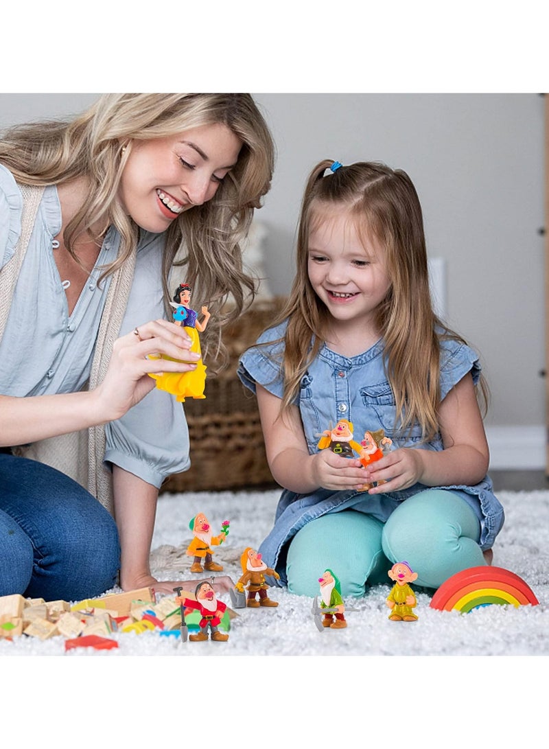 general 8 Pieces Mini Figurines Snow White and the Seven Dwarfs Characters Cake Hat Cake Hat Cartoon Movable Figurine Birthday Party Cake Decoration - Image 4