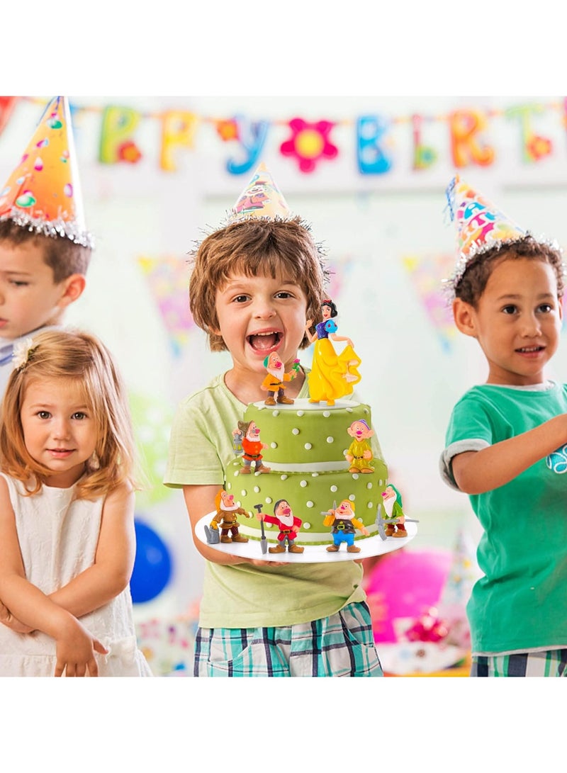 general 8 Pieces Mini Figurines Snow White and the Seven Dwarfs Characters Cake Hat Cake Hat Cartoon Movable Figurine Birthday Party Cake Decoration - Image 5