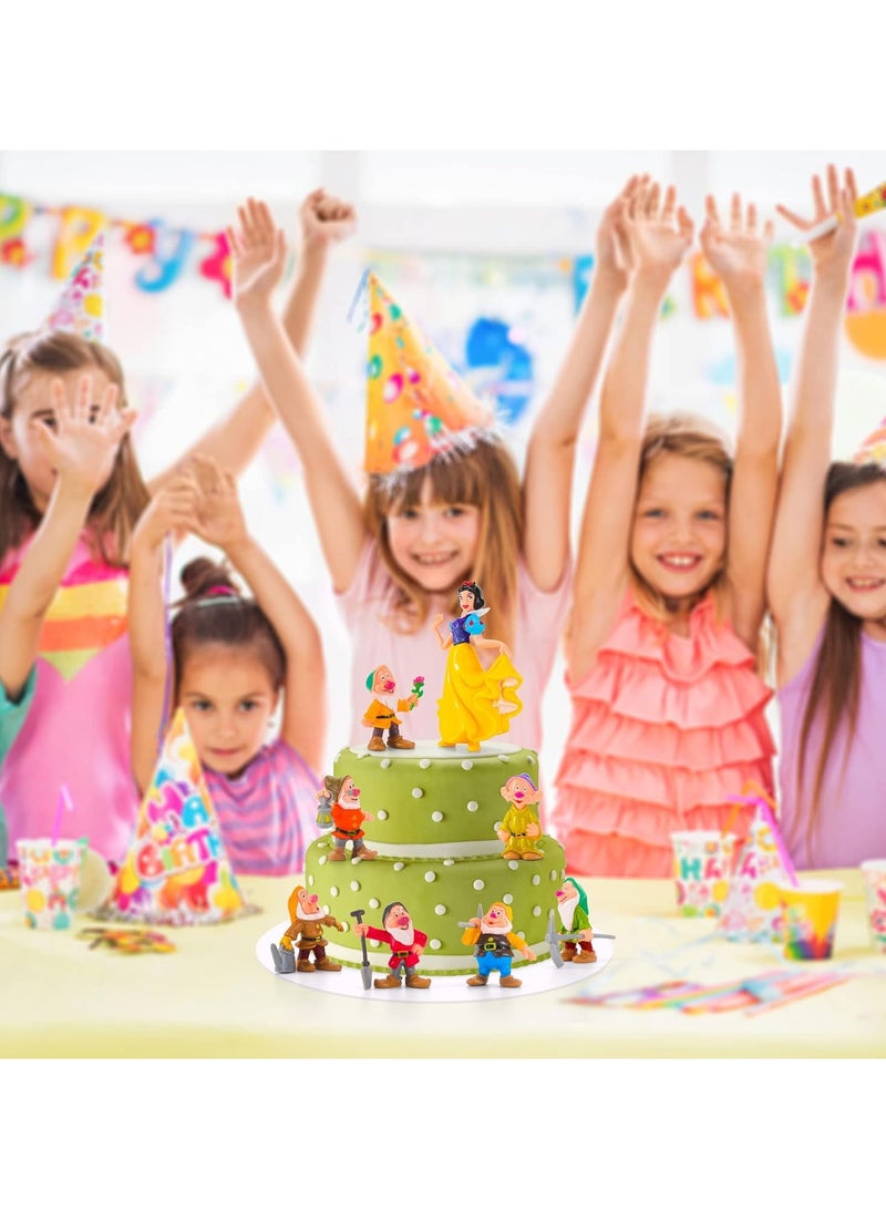 general 8 Pieces Mini Figurines Snow White and the Seven Dwarfs Characters Cake Hat Cake Hat Cartoon Movable Figurine Birthday Party Cake Decoration - Image 2