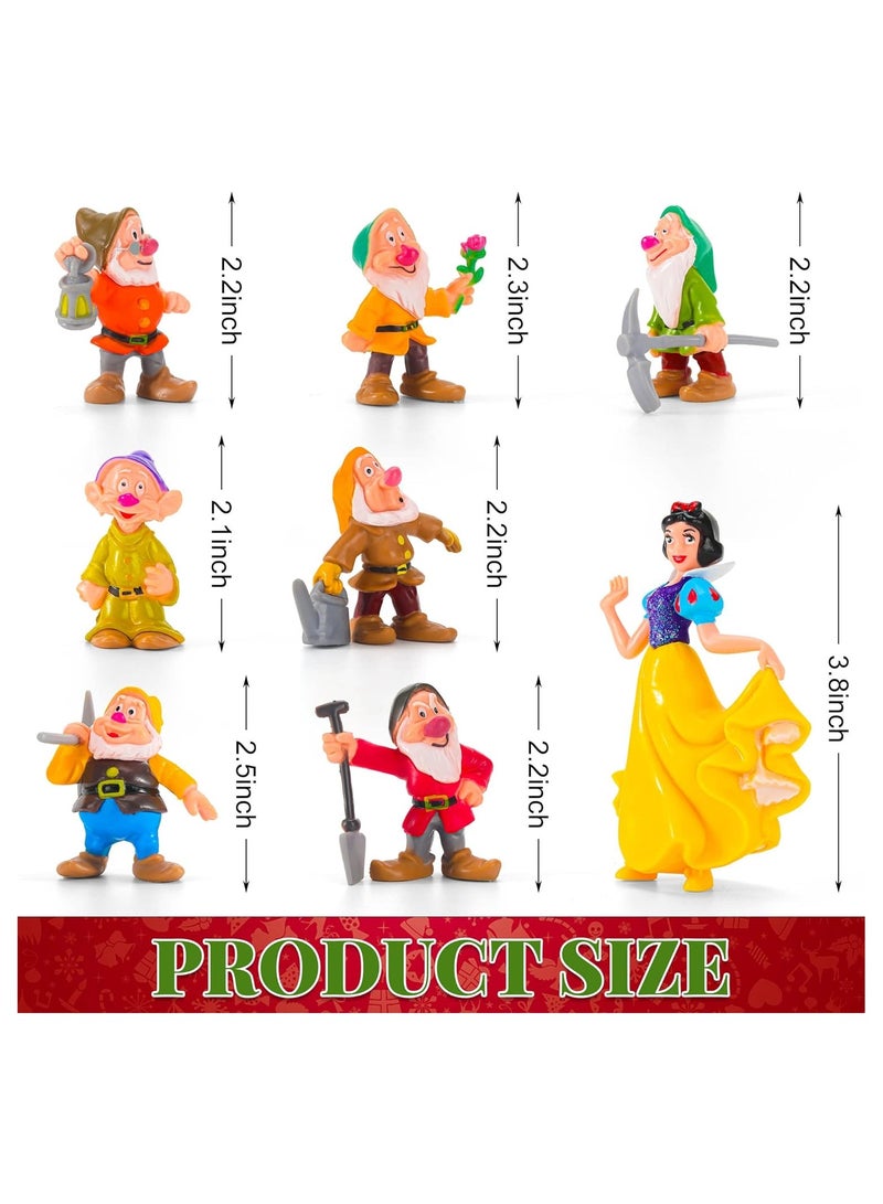 general 8 Pieces Mini Figurines Snow White and the Seven Dwarfs Characters Cake Hat Cake Hat Cartoon Movable Figurine Birthday Party Cake Decoration - Image 3