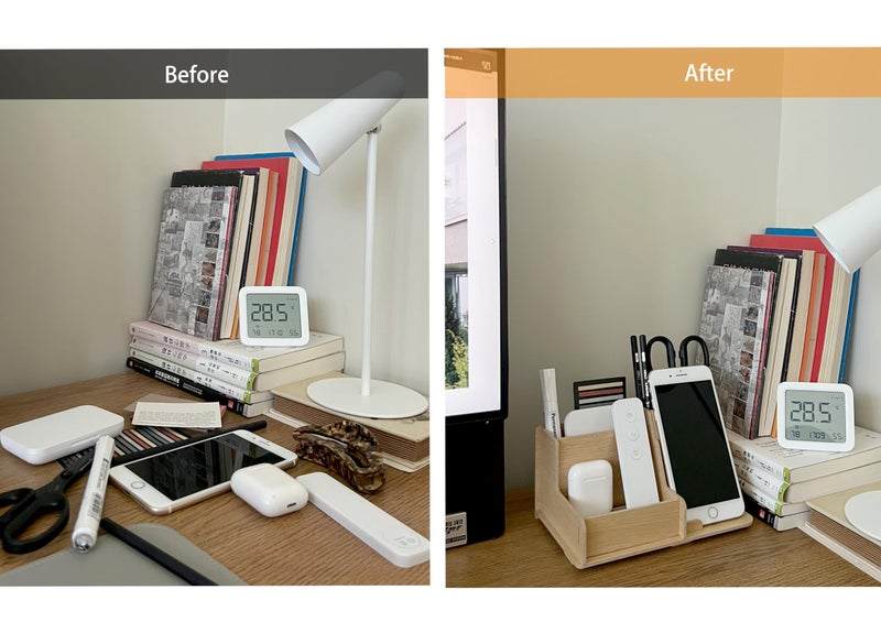 TARKAN DIY Wooden Desk Organizer, Pen Pencil Multipurpose Office Table Stationary Storage With Phone Stand, Made of MDF - Image 3