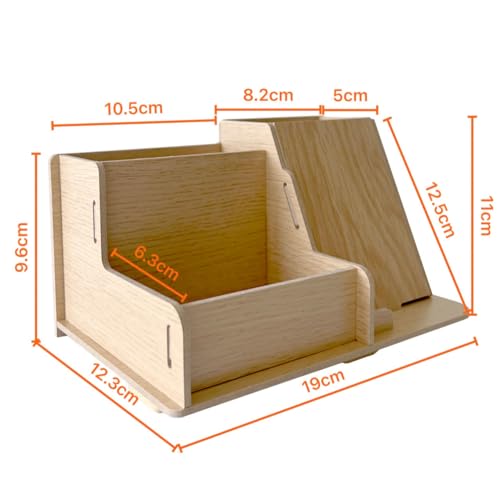 TARKAN DIY Wooden Desk Organizer, Pen Pencil Multipurpose Office Table Stationary Storage With Phone Stand, Made of MDF - Image 5