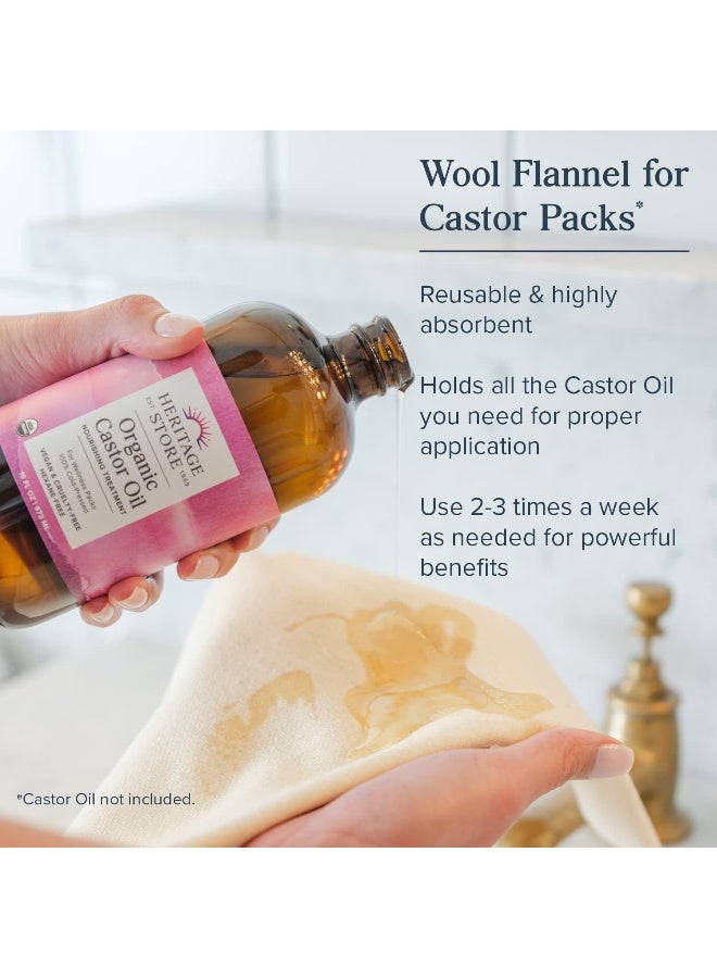 HERITAGE STORE Wool Flannel for Castor Oil Pack, Reusable & Highly Absorbent, Creates a Soothing Heat Compress for Abdomen, Joints & Other Areas, 60-Day Money Back Guarantee, Cruelty Free, 12 x 27 in - Image 3