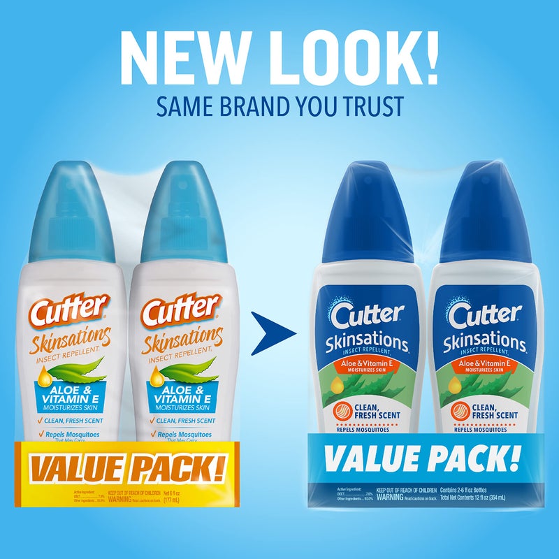 Cutter Skinsations Insect Repellent, Repels Mosquitos, Ticks, Gnats, Fleas, 7% DEET, 2 pack, 6 fl Ounce (Pump Spray) - Image 3