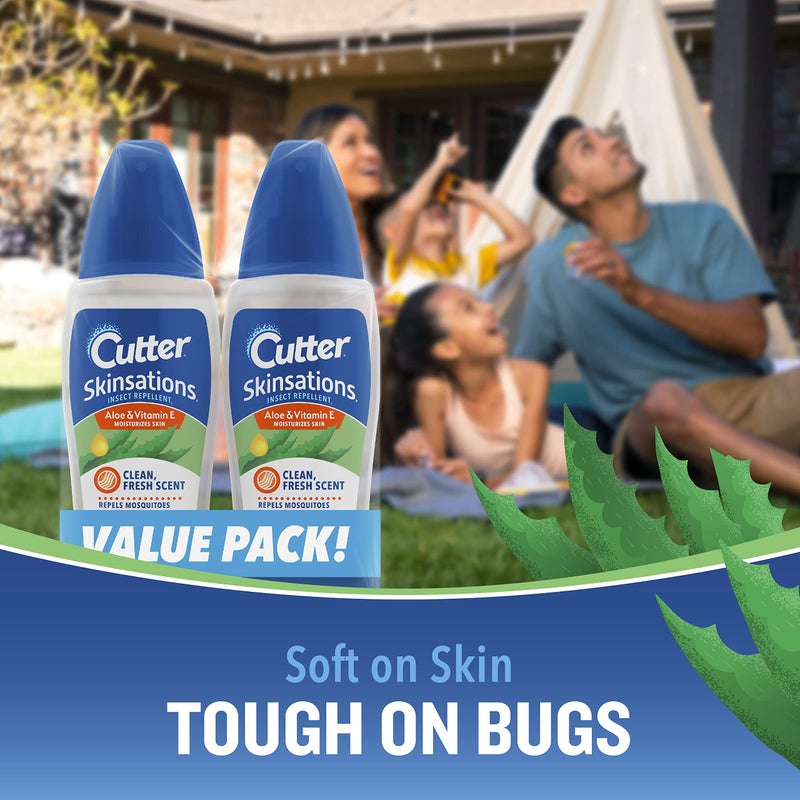 Cutter Skinsations Insect Repellent, Repels Mosquitos, Ticks, Gnats, Fleas, 7% DEET, 2 pack, 6 fl Ounce (Pump Spray) - Image 4