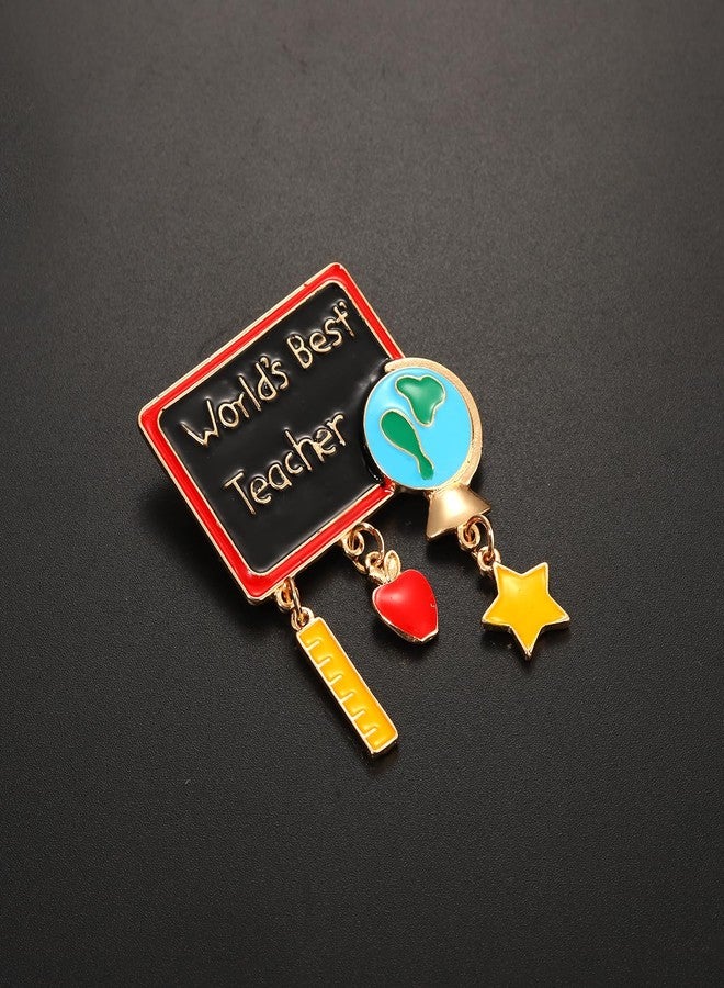ARATLENCH Teacher Brooch Pin Fashion Crystal Teacher Apple Book Pencil Lapel Pin Back to School Teacher’s Day Appreciation Gifts (teacher brooch H, 1) - Image 2