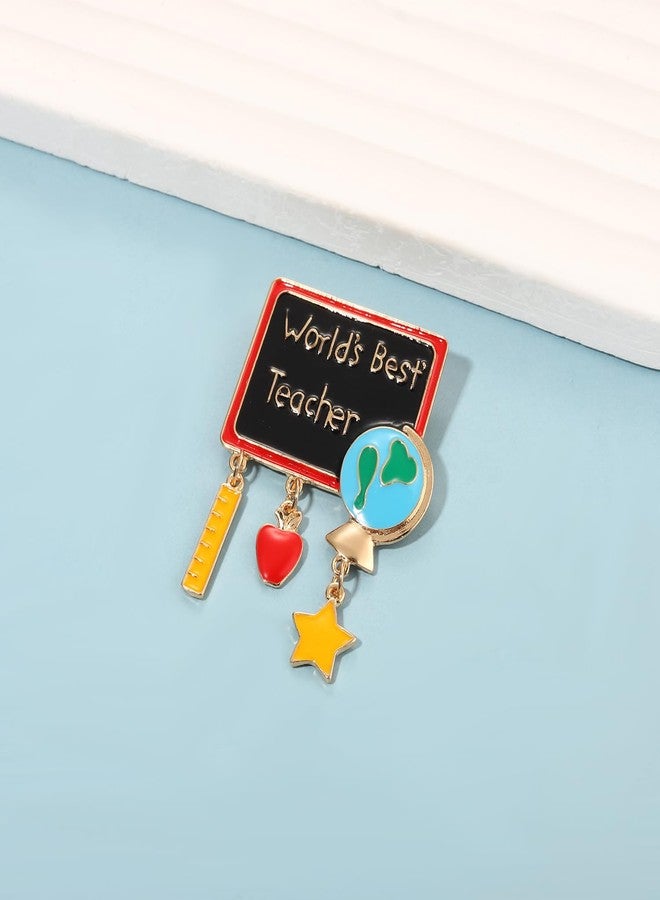 ARATLENCH Teacher Brooch Pin Fashion Crystal Teacher Apple Book Pencil Lapel Pin Back to School Teacher’s Day Appreciation Gifts (teacher brooch H, 1) - Image 3