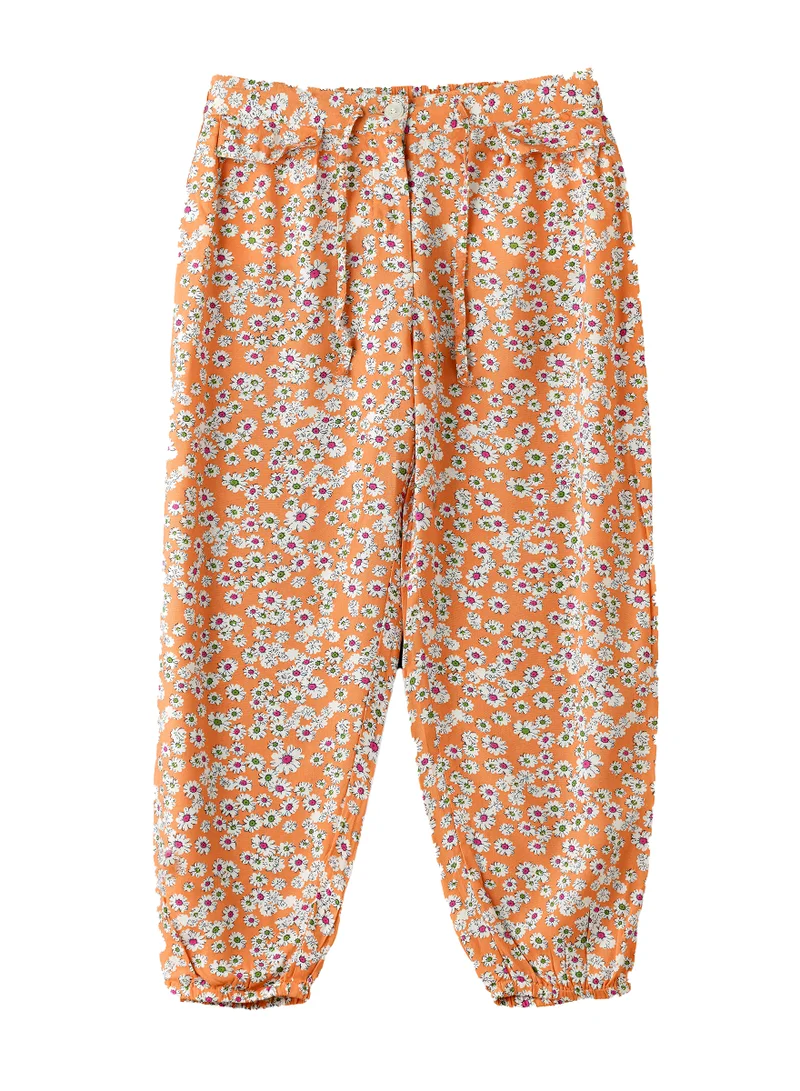 Jelliene Girls Orange Floral Wide Leg Pants