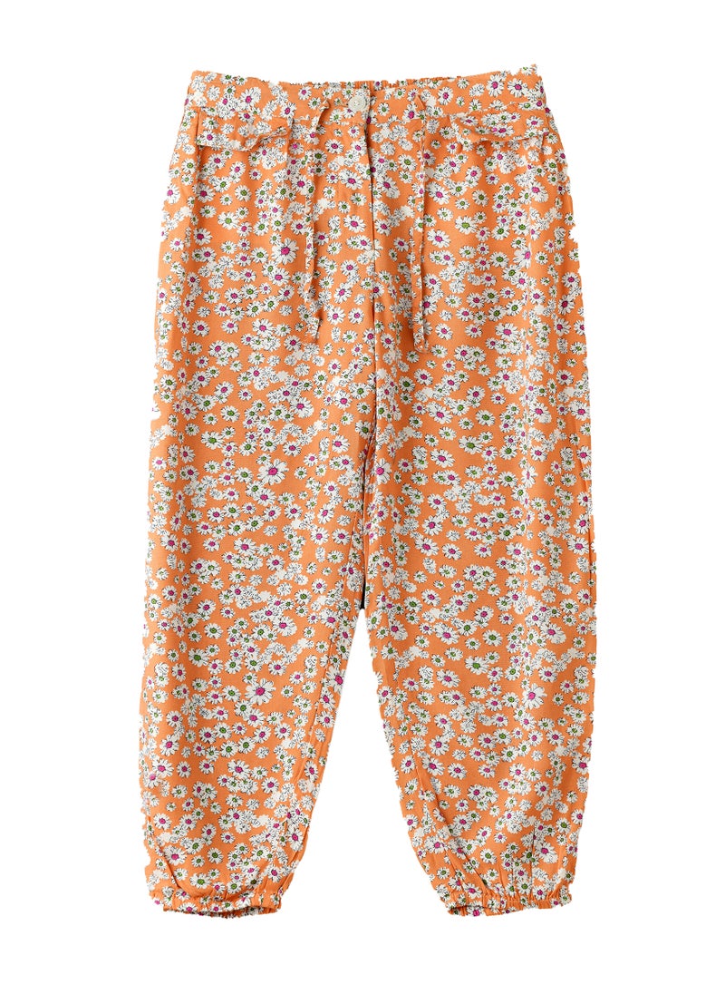 Jelliene Girls Orange Floral Wide Leg Pants  - Image 1