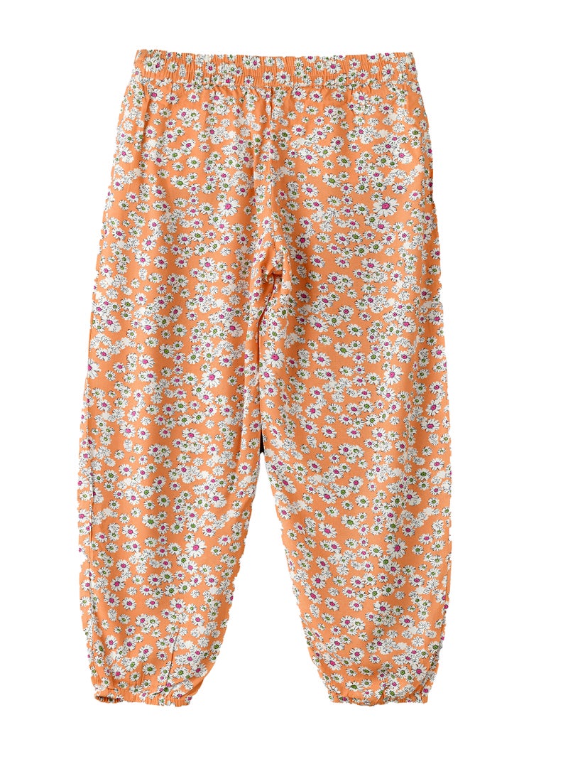 Jelliene Girls Orange Floral Wide Leg Pants  - Image 2