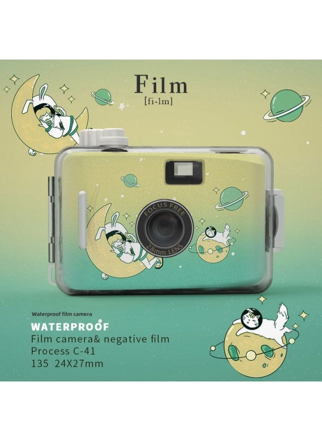 Generic Retro Fool Film Camera Non-Pole Film Machine Fool Machine Campus Camera Student Birthday Gift Female-Body Color:Package 1-galaxy Dream  - Image 1