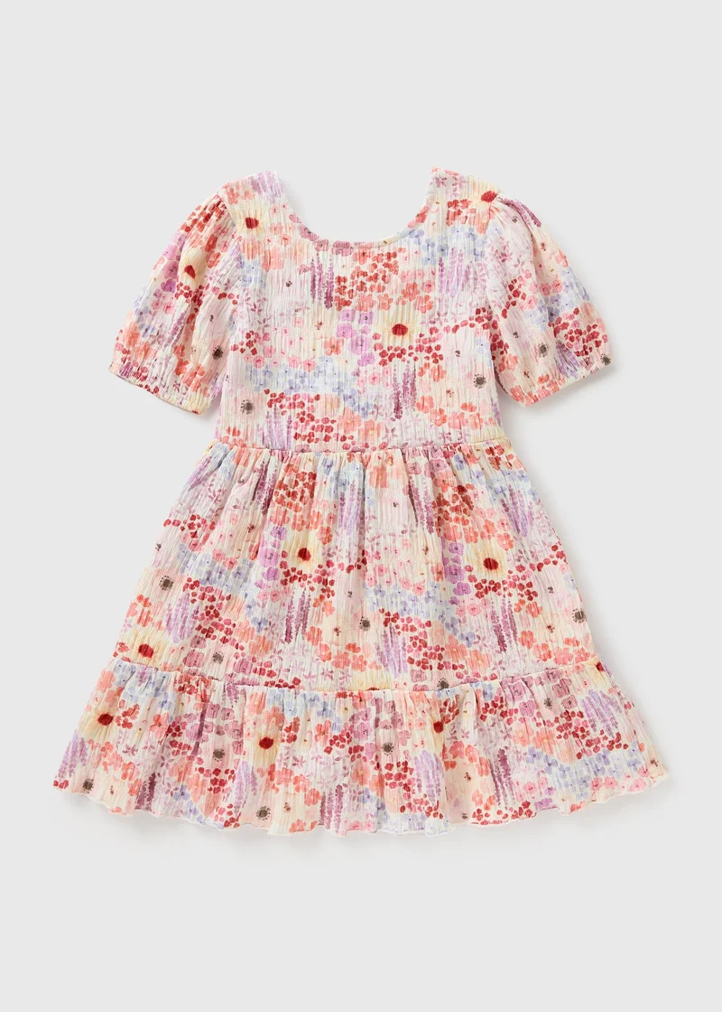 Matalan Girls Multicolour Floral Crinkle Dress