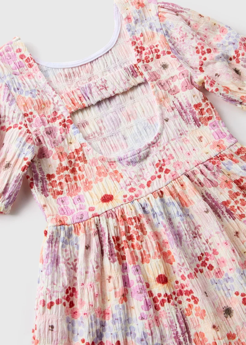 Matalan Girls Multicolour Floral Crinkle Dress