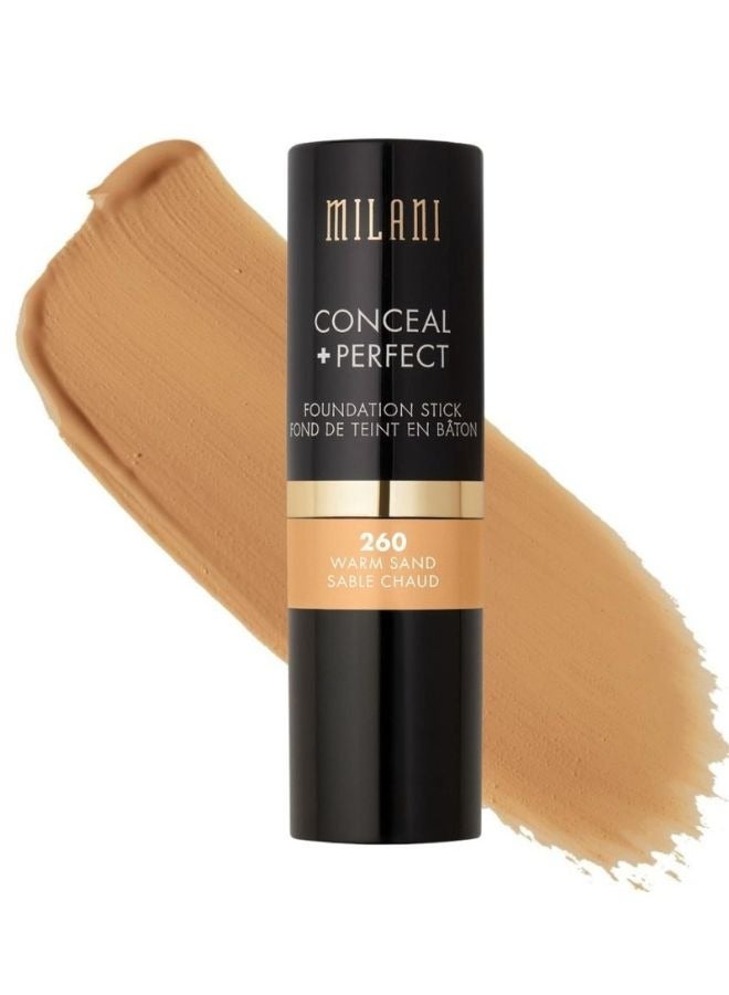 Milani Conceal + Perfect Foundation Stick - 260 Warm Sand (0.46 Ounce) Vegan, Cruelty-Free Cream Foundation - Cover Under-Eye Circles, Blemishes & Skin Discoloration for a Flawless Finish - Image 1