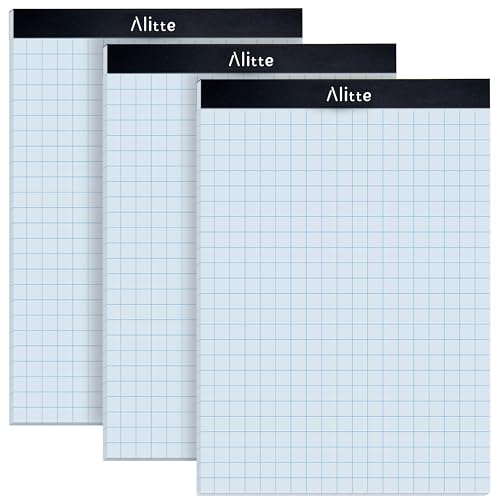 Alitte Graph Paper Pad, Pack of 3, White Letter Size - 2x2 Quad Grid Paper, Easy-Tear Perforations, 8.5 x 11 Cardboard Backing - Graph Notepads for School, Office -50 Sheets per Pad - Image 1