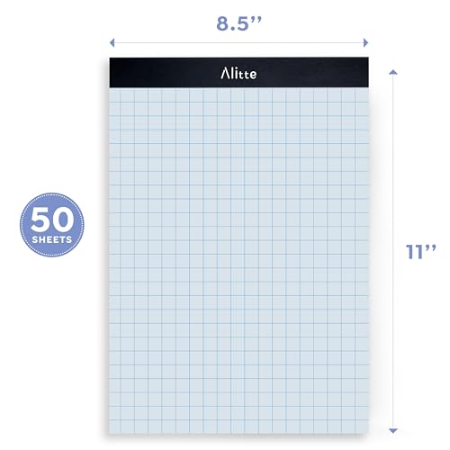 Alitte Graph Paper Pad, Pack of 3, White Letter Size - 2x2 Quad Grid Paper, Easy-Tear Perforations, 8.5 x 11 Cardboard Backing - Graph Notepads for School, Office -50 Sheets per Pad - Image 3