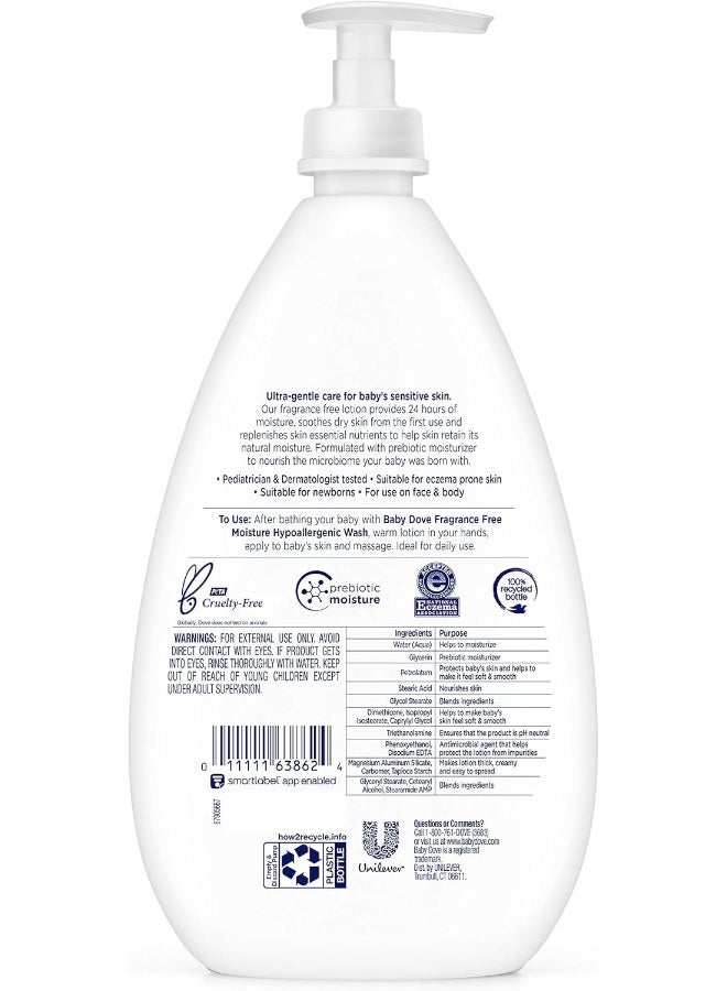Baby Dove Baby Dove Face and Body Lotion for Sensitive Skin Moisture Fragrance-Free Baby Lotion 20 oz  - Image 2