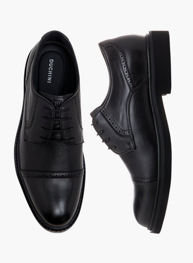 DUCHINI Men's Textured Lace-Up Derby Shoes  - Image 1