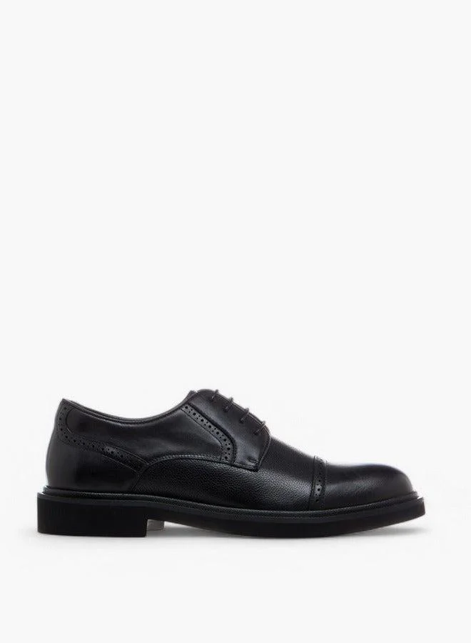 DUCHINI Men's Textured Lace-Up Derby Shoes