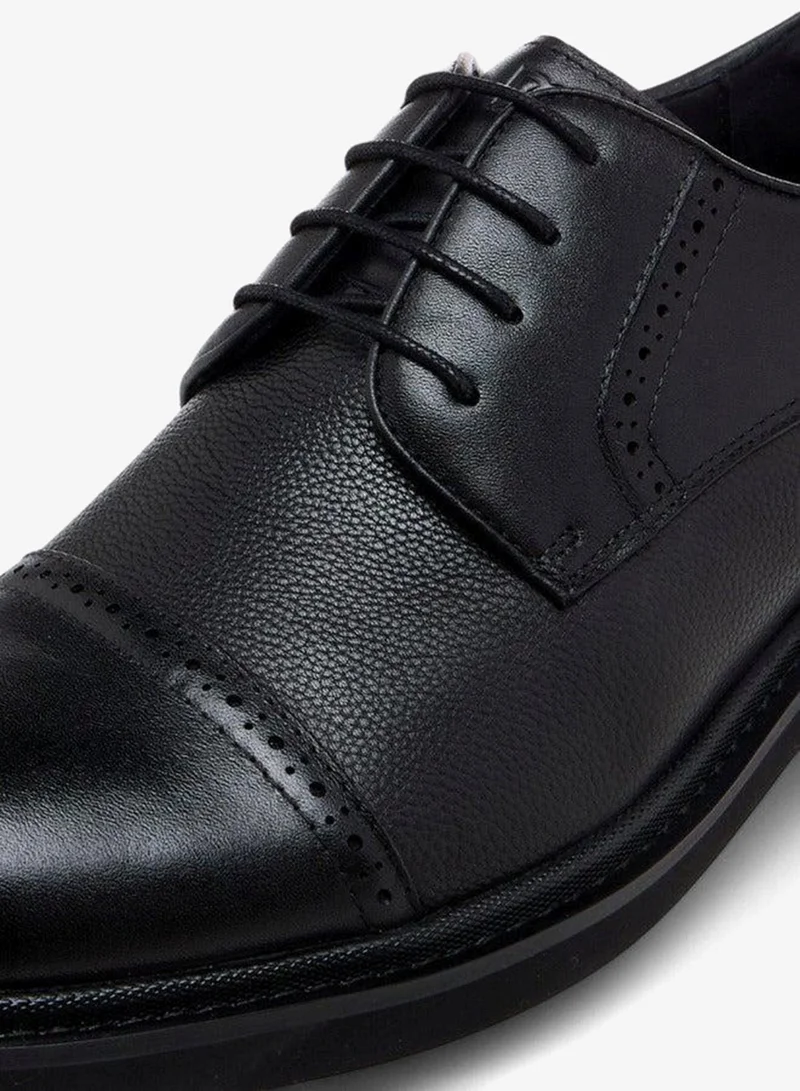 DUCHINI BLACK Men's Textured Lace-Up Derby Shoes for Men | Best Price UAE