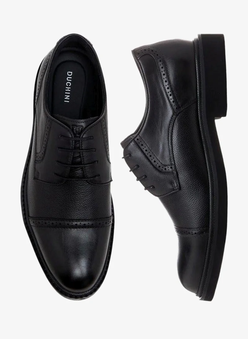 DUCHINI Men's Textured Lace-Up Derby Shoes