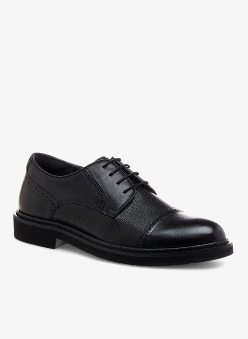DUCHINI BLACK Men's Textured Lace-Up Derby Shoes for Men | Best Price UAE