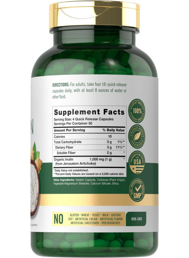 Carlyle Inulin Powder Capsules | 200 Count | Non-GMO and Gluten Free Supplement
