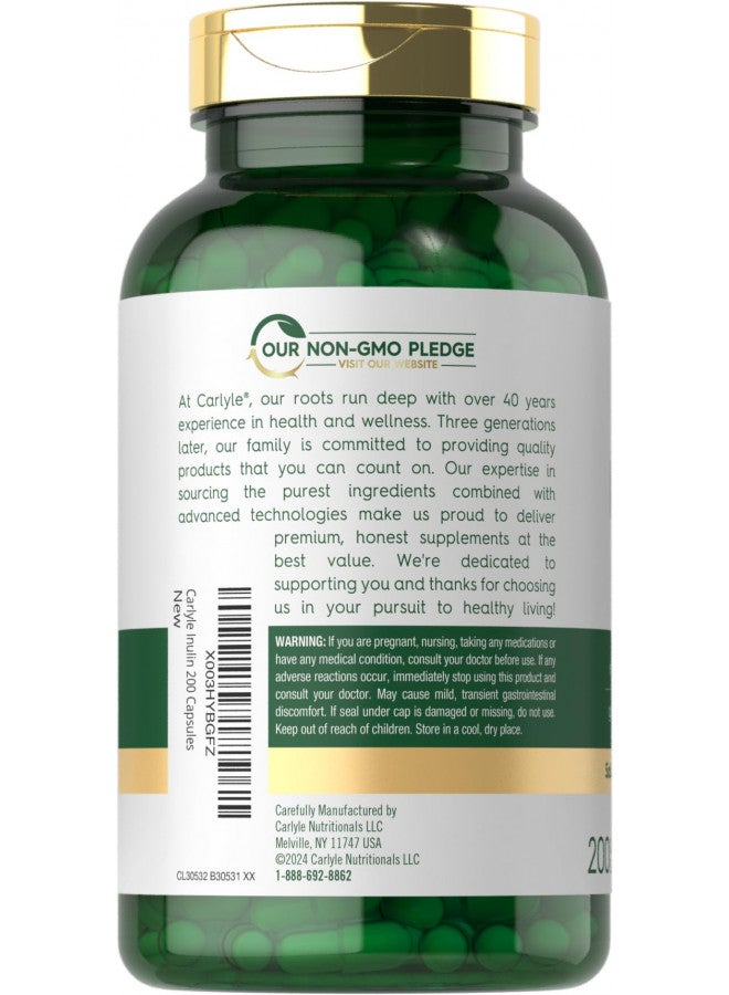 Carlyle Inulin Powder Capsules | 200 Count | Non-GMO and Gluten Free Supplement