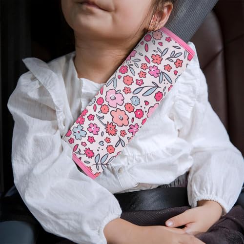YR Seat Belt Cover for Kids, Soft Comfort Seat Belt Cushion for Children, Cute Cartoon Pattern Car Seat Belt Pads Cover for Girls and Boys, 1 Pack (Pink Floral) - Image 3