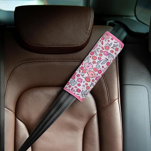 YR Seat Belt Cover for Kids, Soft Comfort Seat Belt Cushion for Children, Cute Cartoon Pattern Car Seat Belt Pads Cover for Girls and Boys, 1 Pack (Pink Floral) - Image 4